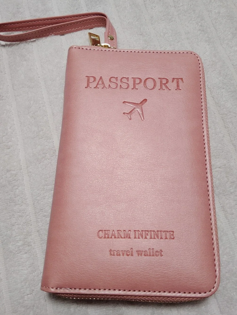 ROSE PINK ZIPPER PASSPORT TRAVEL WALLET 